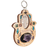 Hamsa Wall Hanging with Amethyst & Health Blessing – Gemstone Decor 5"/14cm